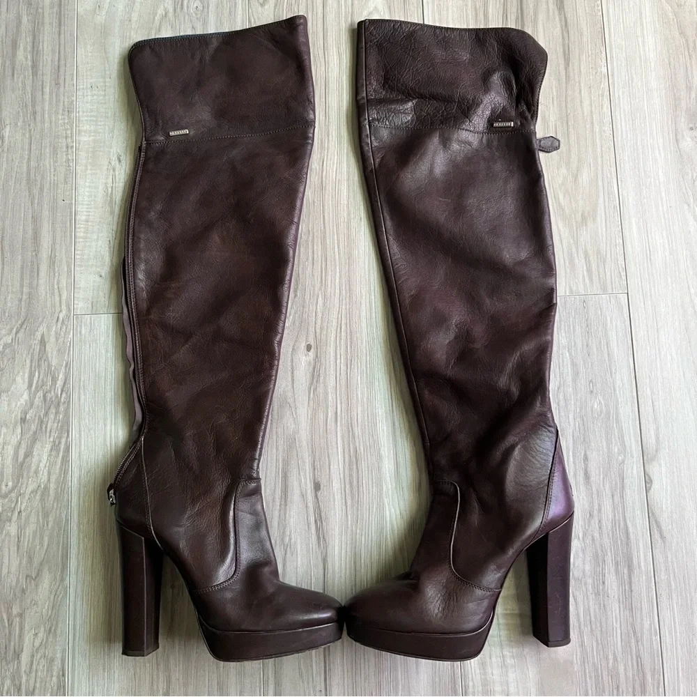 Gianfranco Ferre Dark Brown Over the Knee Boots
